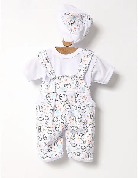 Set 3 piese bebelusi Dino alb-multicolor