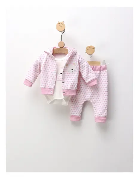 Set 3 piese, Fetita Urs si Buline, cu roz