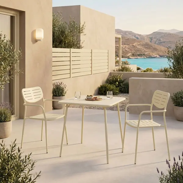 Set 3 piese masa si scaune gradina, Deraby, Bej, 70x70x73 cm