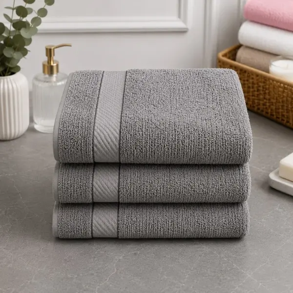 Set 3 prosoape mari, Ashley Mills, 65x130cm, din 70% bumbac pakistanez, 390g, Gri