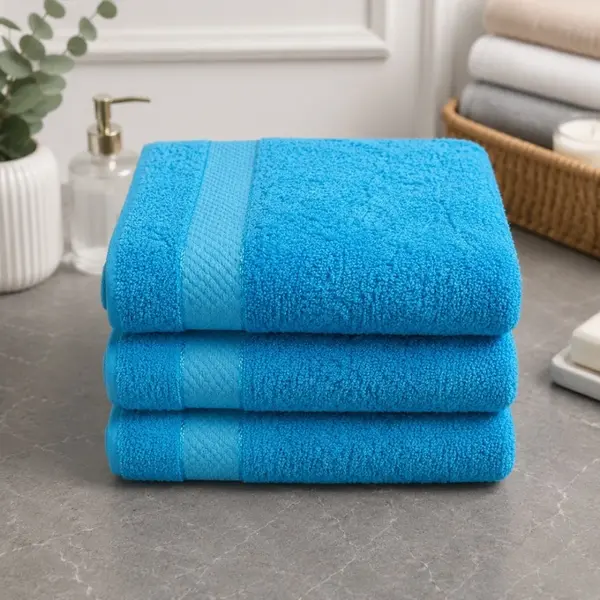 Set 3 prosoape mari, Ashley Mills, 65x130cm, din 70% bumbac pakistanez, 390g, Albastru