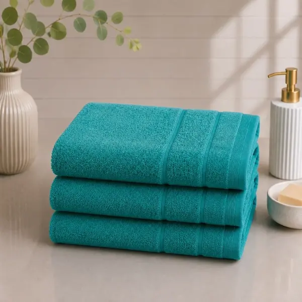 Set 3 prosoape mari, Terry, 70x130cm, din 100% bumbac pakistanez, 600g, Verde