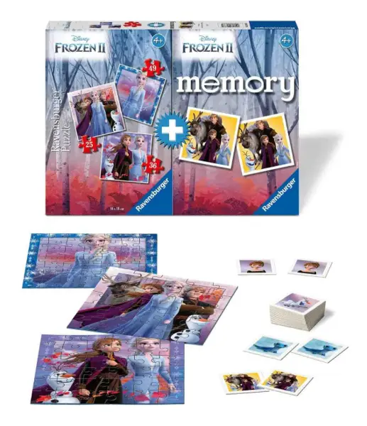 Set 3 puzzle + Joc memory Frozen - 110 piese | Ravensburger