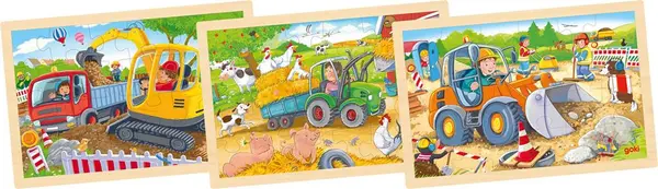Set 3 puzzle-uri - Santier | Goki