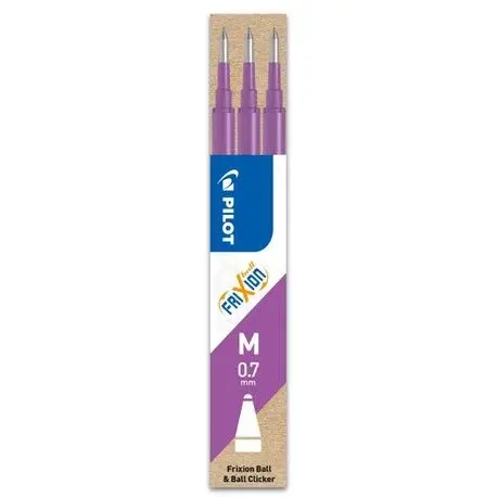 Set 3 rezerve roller Frixion Ball Pilot 0.7 mm varf mediu, purpuriu