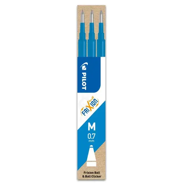 Set 3 rezerve roller Pilot Frixion Ball și FriXion Clicker diverse culori 0.7 mm Set 3 rezerve roller Pilot Frixion Ball și FriXion Clicker diverse culori 0.7 mm Albastru Celest