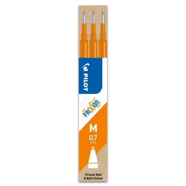 Set 3 rezerve roller Pilot Frixion Ball și FriXion Clicker diverse culori 0.7 mm Set 3 rezerve roller Pilot Frixion Ball și FriXion Clicker diverse culori 0.7 mm portocaliu