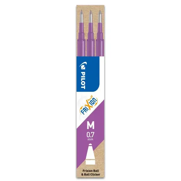 Set 3 rezerve roller Pilot Frixion Ball și FriXion Clicker diverse culori 0.7 mm Set 3 rezerve roller Pilot Frixion Ball diverse culori 0.7 mm Purpuriu