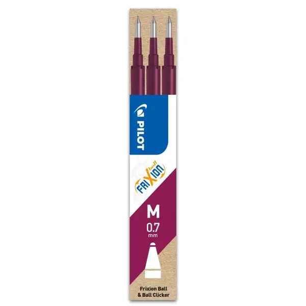 Set 3 rezerve roller Pilot Frixion Ball și FriXion Clicker diverse culori 0.7 mm Set 3 rezerve roller Pilot Frixion Ball și FriXion Clicker diverse culori 0.7 mm bordeaux