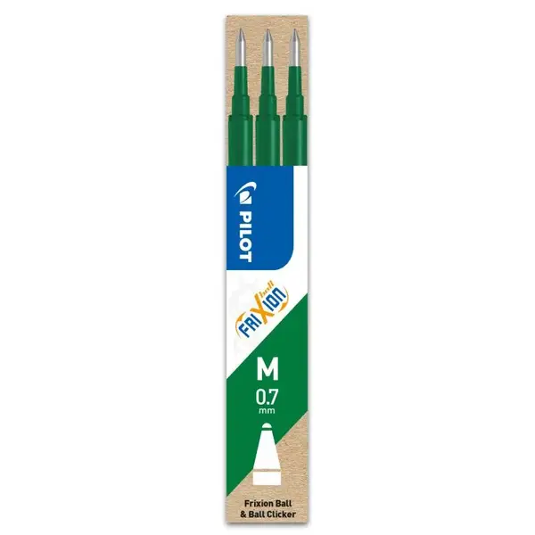 Set 3 rezerve roller Pilot Frixion Ball și FriXion Clicker diverse culori 0.7 mm Set 3 rezerve roller Pilot Frixion Ball și FriXion Clicker diverse culori 0.7 mm verde