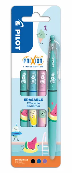 Set 3 Rollere cu cerneala Pilot Frixion Ball Fancy Pool Party diverse culori 0.7 mm cu capac Ediție Limitată Set 3 Rollere cu cerneala Pilot Frixion Ball Fancy Pool Party diverse culori 0.7 mm cu capac Ediție Limitată