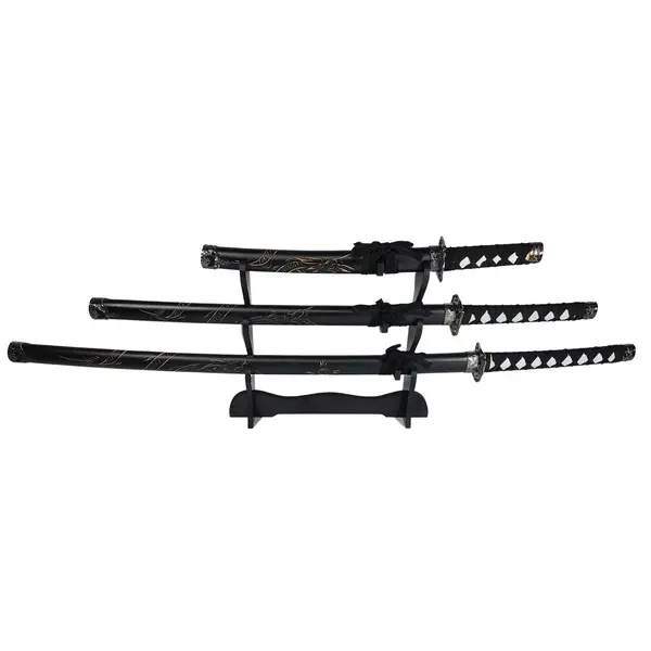 Set 3 sabii decorative, Katane DEPOX , panoplie, Ninja Warrior, metal, 83 cm, teaca inclusa