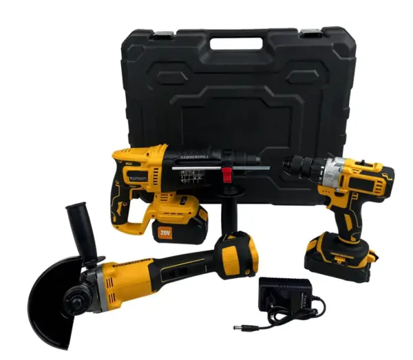 Set 3 scule cu acumulator Autofiletanta Polizor unghiular Rotopercutor cu distantier 2 acumulatori