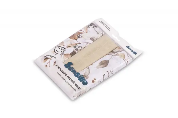 Set 3 scutece din muselina Sensillo Leaves Beige 60x80 cm EG-0005,material din bumbac,moale,absorbant