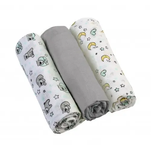 Set 3 scutece din muselina super soft Babyono 34801 din bumbac 70x70 cm
