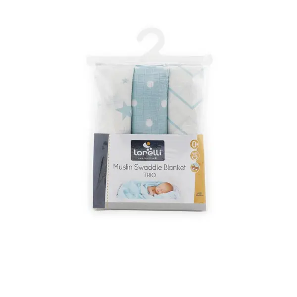 Set 3 scutece pled muselina 80 x 80 cm Blue Mix