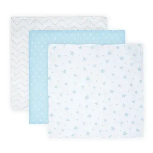 Set 3 scutece pled muselina, 80x80 cm, Lorelli Blue Mix