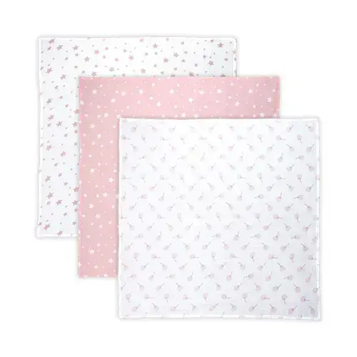 Set 3 scutece pled muselina Lorelli Rose Mix, 80 x 80 cm