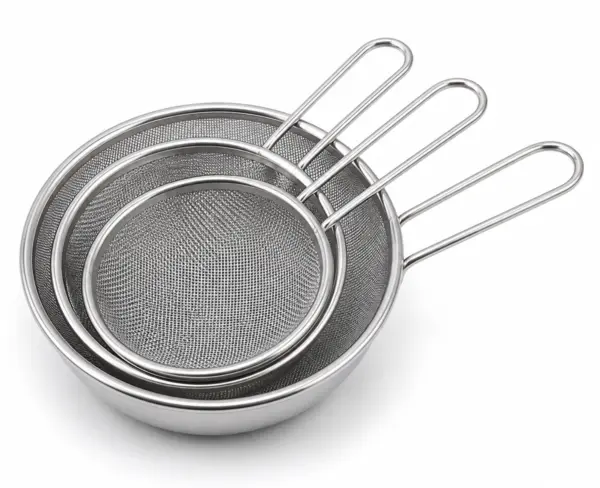 Set 3 strecuratori fine din inox cu maner dimensiuni diferite