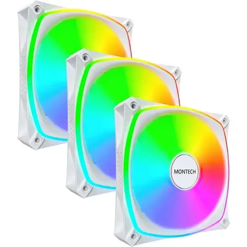 Set 3 ventilatoare Montech AX120 PRO ARGB PWM 120mm, Negru