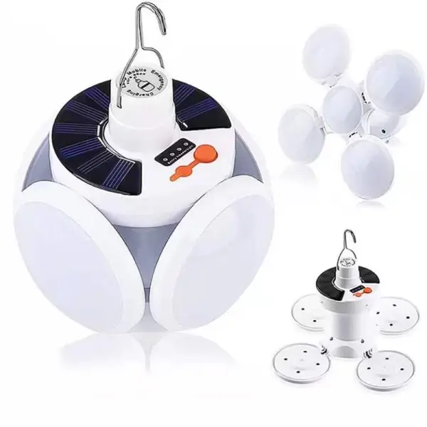 Set 3 x Bec cu acumulator si panou solar, 5 trepte de iluminat