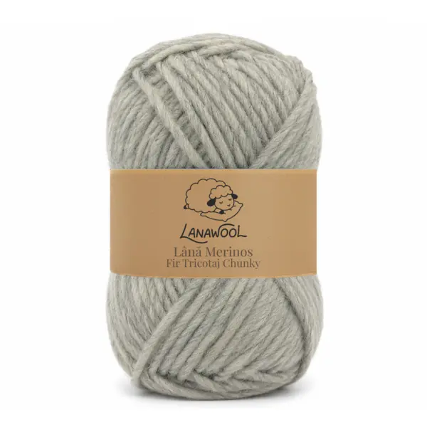 Set 3 x Fir de tricotat crosetat Lana 100% Merinos, LanaWool, 120m 100g, 3-4mm grosime, Chunky, Gri Deschis 53GD Gri