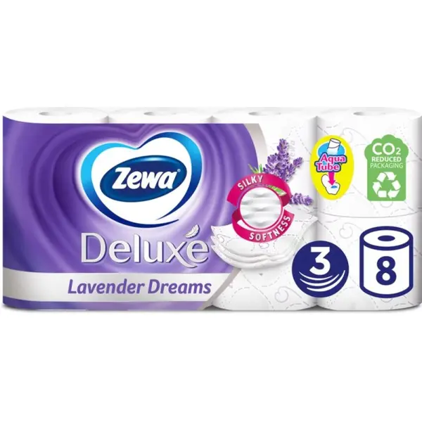Set 3 x Hartie Igienica Zewa Deluxe Lavender Dreams, 3 Straturi, 8 Role