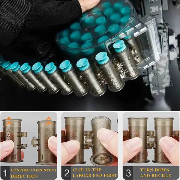 Set 30 cartuse cu 30 gloante moi de rezerva pentru mitraliera