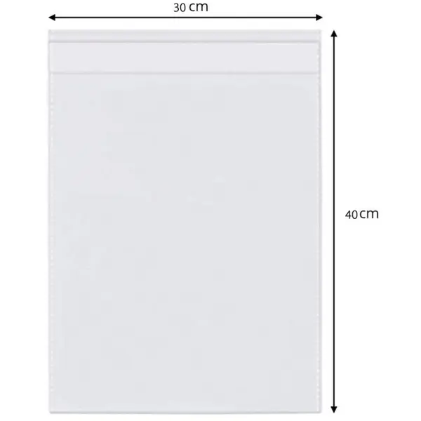 Set 30 x Punga Bopp cu Clapeta Adeziva, 30x 40+6cm, Transparenta