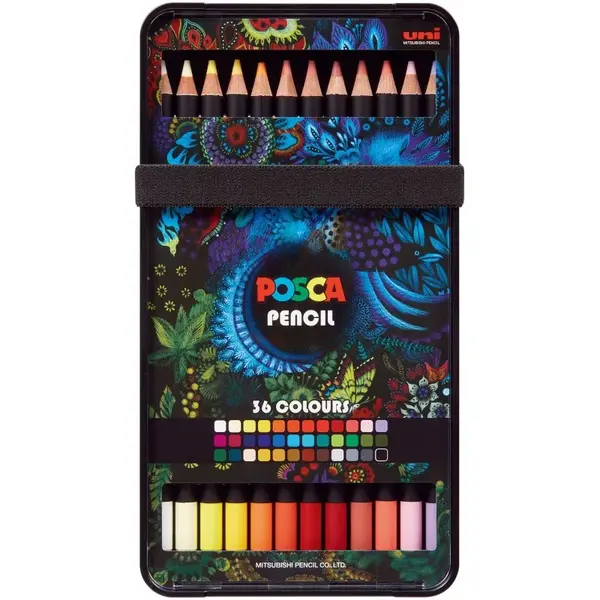 Set 36 Creioane Pastel Uleios POSCA KPE-200, 4mm,36 culori set - Culori Intense pe Orice Suprafata