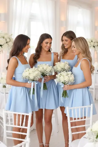 Set 3x Rochie scurta babydoll MARA, cu funda, BLEU, Marime S/M/L