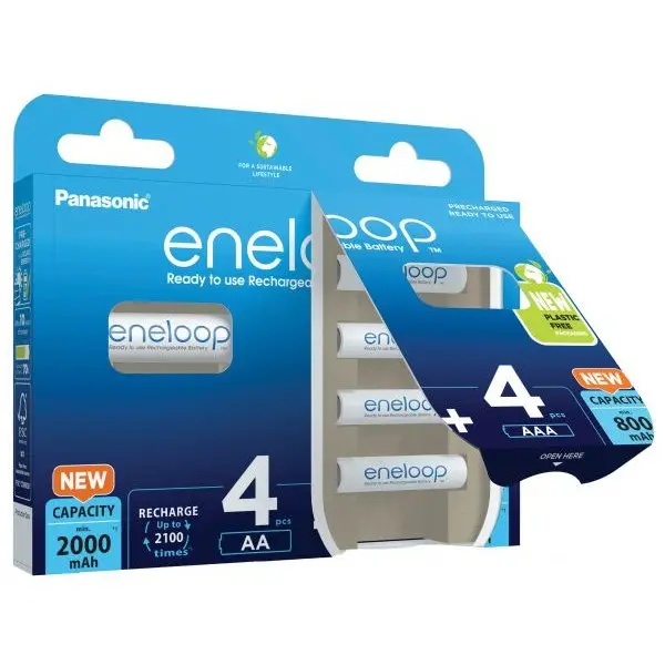 Set 4 acumulatori AA R6 2000mAh + 4 acumulatori AAA R3 800mAh Panasonic Eneloop BK-KJMCDE44E