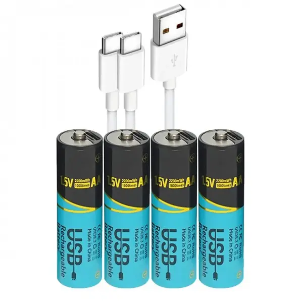 Set 4 buc acumulatori AA 1.5V 2200mWh incarcare USB type C