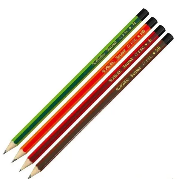 Set 4 creioane fara guma, H/HB/B/2B, Herlitz