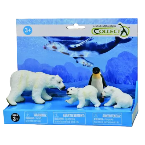 Set 4 figurine pictate manual Ursi polari si pinguin
