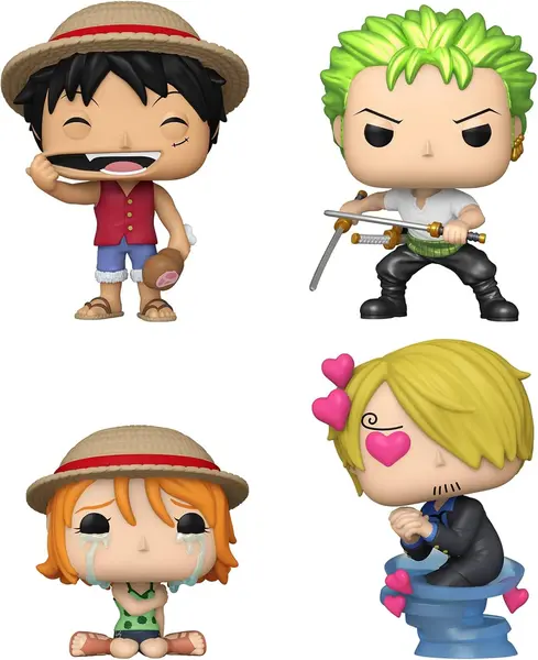 Set 4 figurine - Pop! Animation - One Piece - Monkey D. Luffy, Roronoa Zoro, Nami & Sanji | Funko