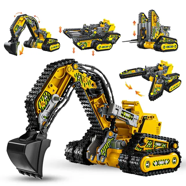Set 4 in 1 Excavator Constructii Electric cu Telecomanda, Tanc, Galben - Default Title