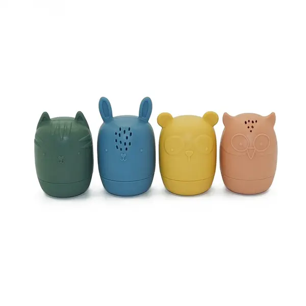 Set 4 jucarii de baie Amigos din silicon multicolor PetiteMars