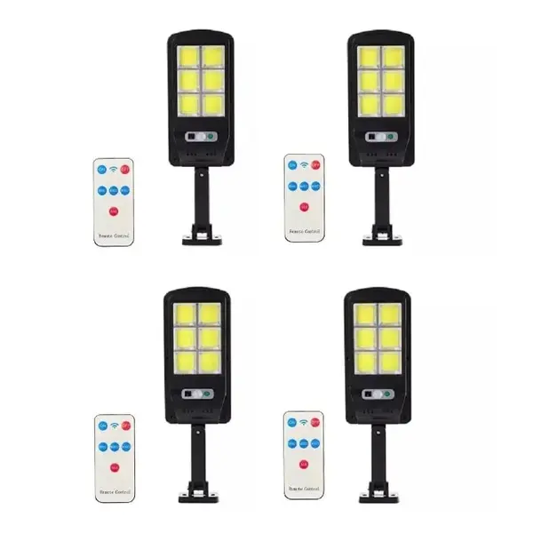 Set 4 Lampi Solare BZRSH 6COB 96 LED, 50W, 3 Moduri Iluminare, Senzor Miscare, Telecomanda, Rezistent la Apa