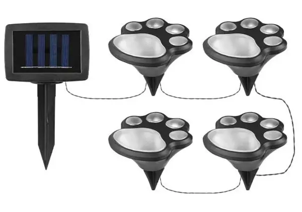 Set 4 Lampi solare led tip labuta de caine cu infigere in gazon