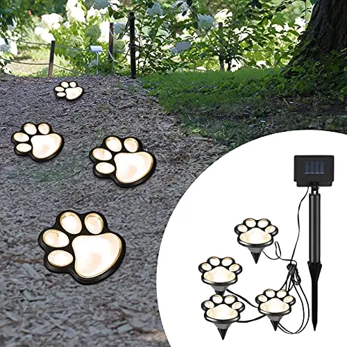Set 4 lampi solare Paw Print Light