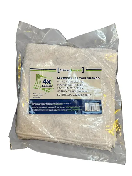 Set 4 lavete de microfibra, 40x40 cm, Prime Source ALB