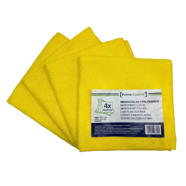 Set 4 lavete de microfibra, 40x40 cm, Prime Source GALBEN