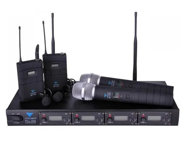 Set 4 microfoane wireless lavaliera + mana UHF Azusa MIK0116