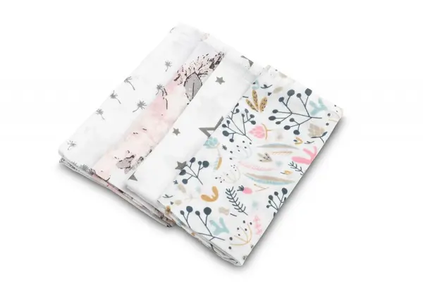 Set 4 mini prosopele Sensillo Spit Up Pink 35x35 cm din muselina,tesatura din bumbac delicat