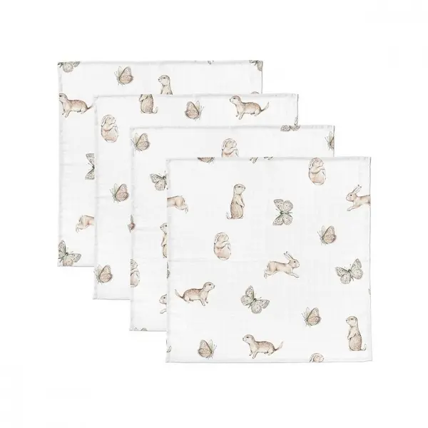 Set 4 museline din bumbac si bambus Dreamland 30 x 30 cm
