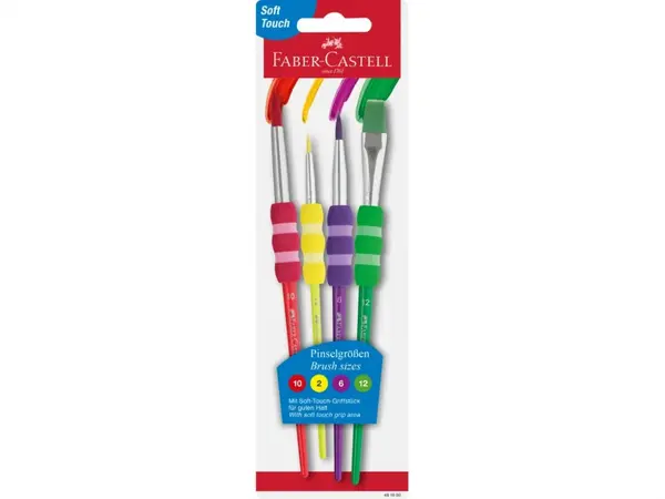 Set 4 pensule Soft Touch , Faber-Castell, cu grip moale
