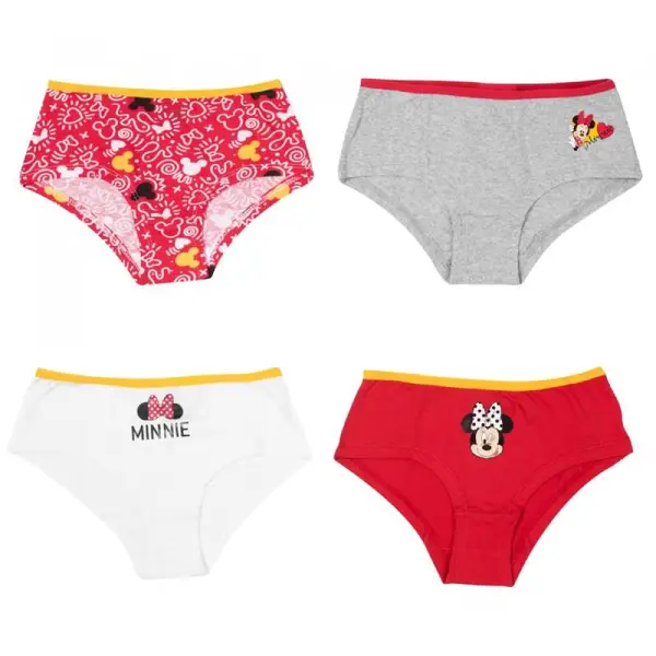 Set 4 perechi de chiloti tip panty, pentru fetite, multicolor, 100% bumbac, Minnie Mouse, Disney Engros