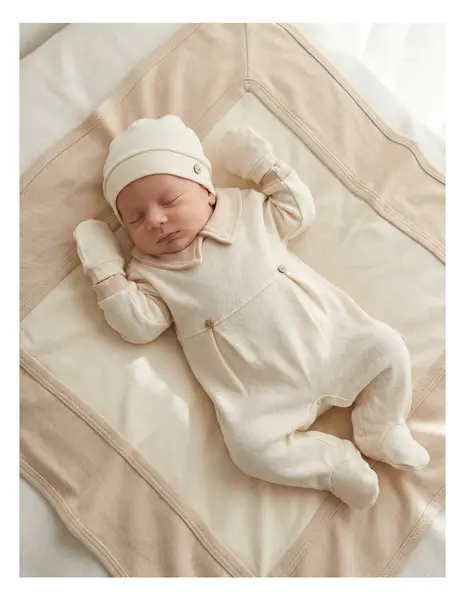Set 4 piese bebe Laures, model crem-maro