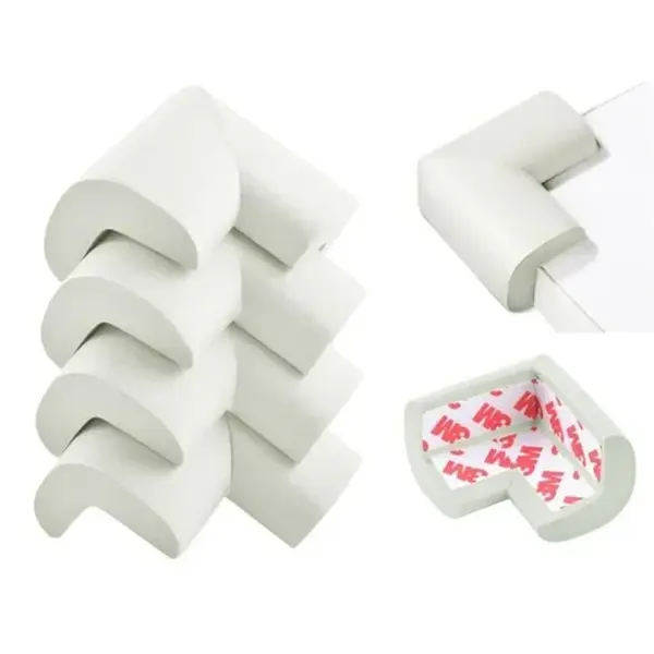 Set 4 Protecții pentru Colțuri - Spumă Moale, Alb, 5.5 x 5.5 x 3 cm - Default Title